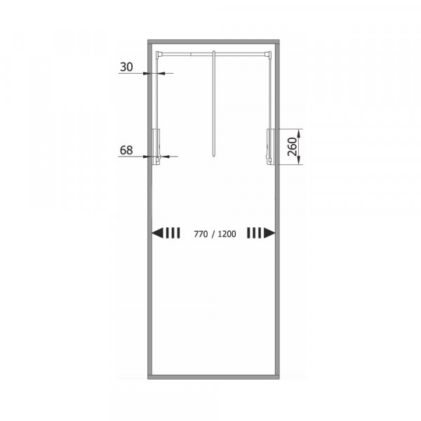 Appendiabiti saliscendi per armadio 77 - 120 cm servetto 2004 originale grigio